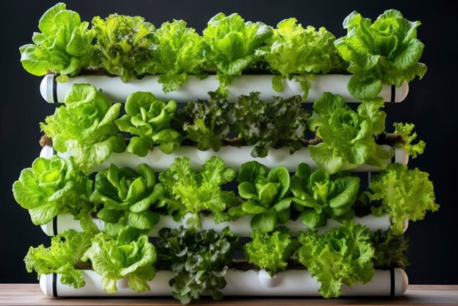 a modern indoor lettuce plant garden