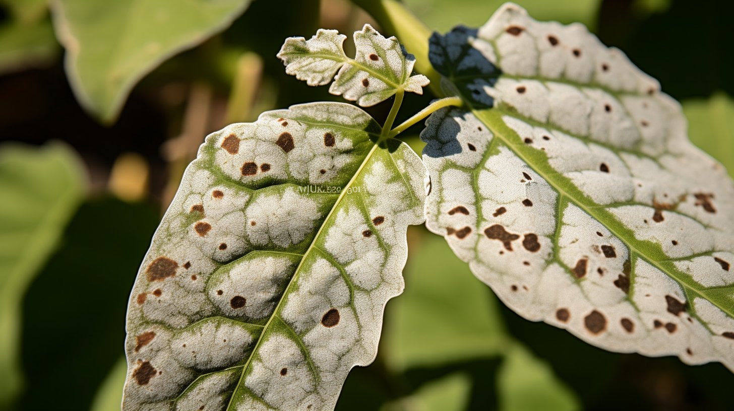 A close-up shot of a plant leaves showing signs of calcium deficiency