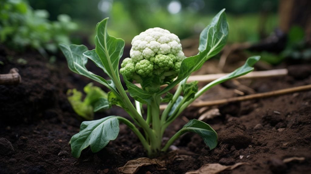 a cauliflower in the garden