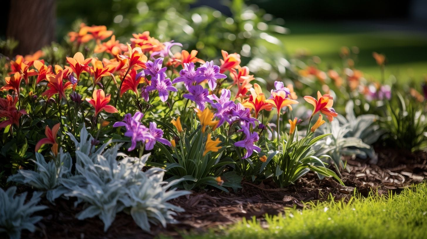 flower bed with crabgrass