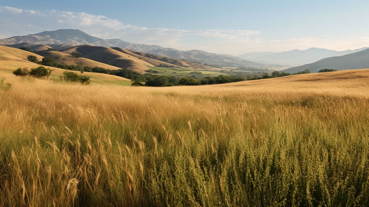 Californian landscape dominated by invasive grasses
