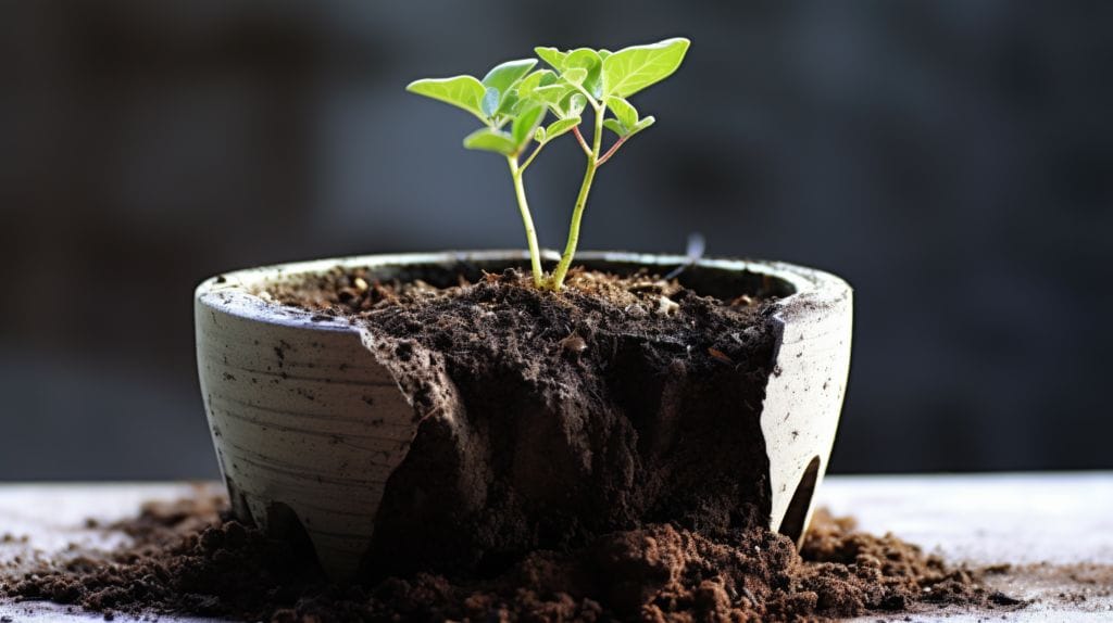 Are Cement Pots Good For Plants: A Comprehensive Planter Debate 5 A concrete planter with cracks and leaks