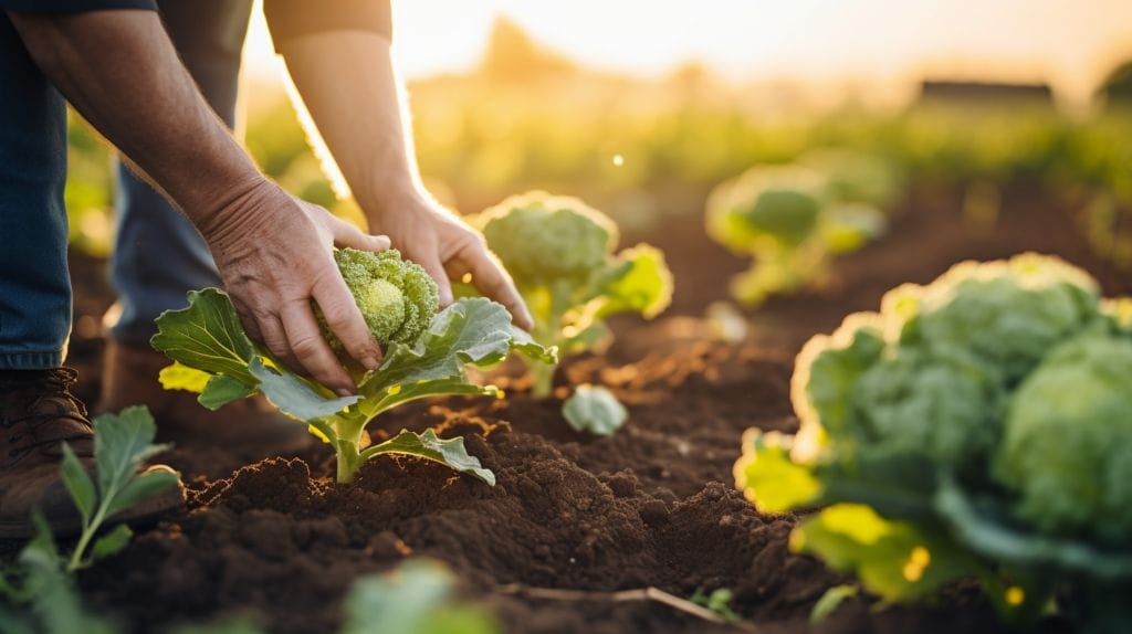 Gardening and Harvesting 101: Does Cauliflower Regrow After Cutting? 5 a hand pruning a Cauliflower