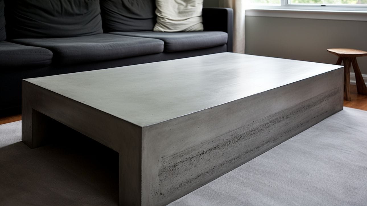 a DIY concrete coffee table made from leftover concrete
