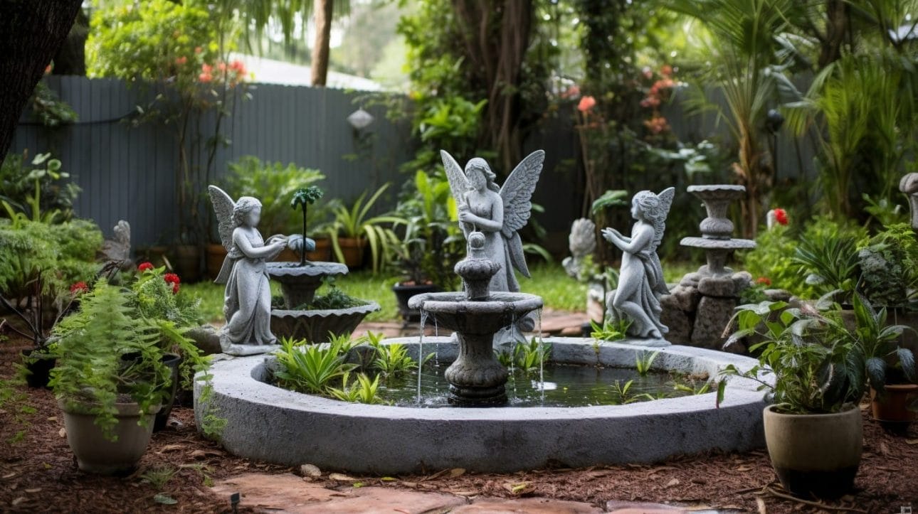 Unconventional DIY Cement Statues and Fountain