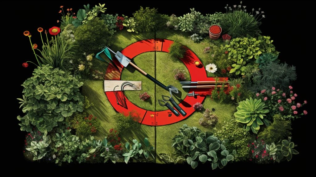 Sticker Plant Identification: Sticker Weed Identification Guide 6 Garden tools in a big red circle.