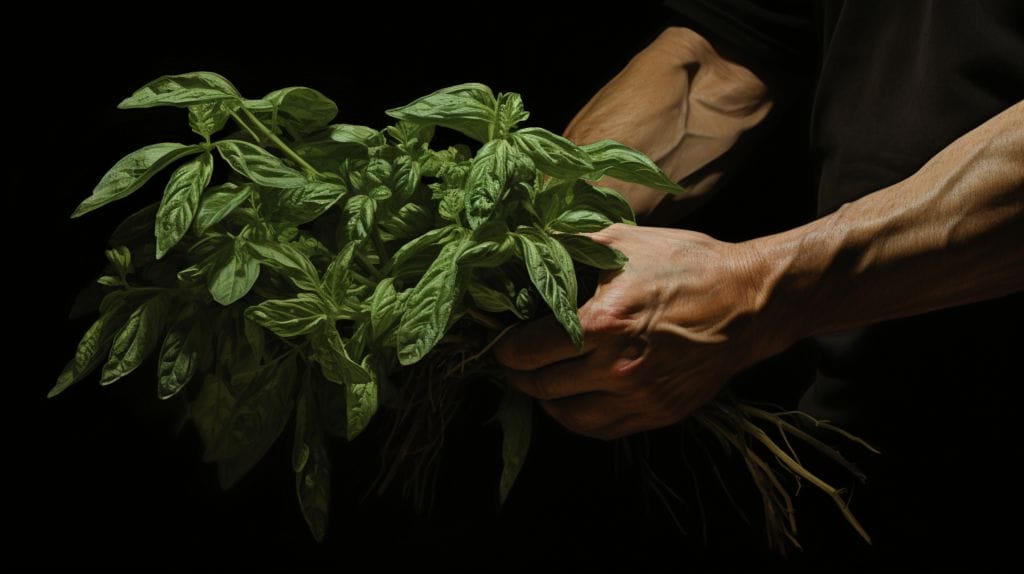 How to Replant Mint: Nurture and Grow Mint Plant from Cuttings 6 a pair of hands holdinga wilted mint plant