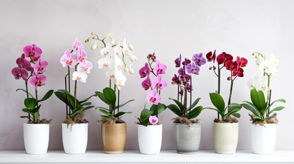 blooming orchids in a pot