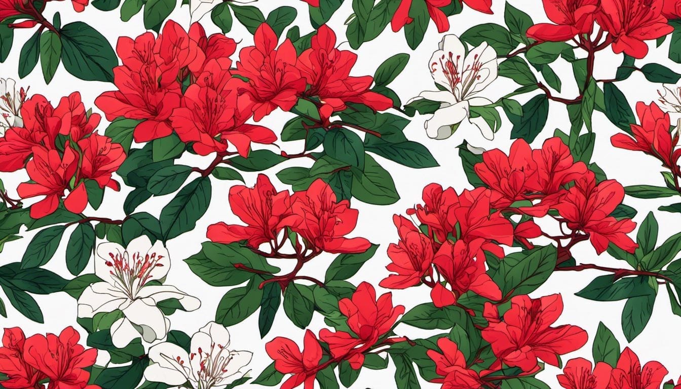 Red Flowering Bushes And Shrubs: Ultimate Guide To Red Flowering Shrubs 4 A vibrant red azalea bush surrounded by lush green foliage.