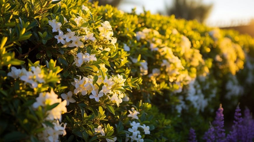 A lush, verdant hedge with a variety of scented blooms.