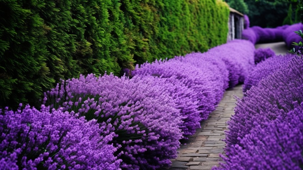 Lavender, a fast-growing hedge plant choice for a quick garden transformation.