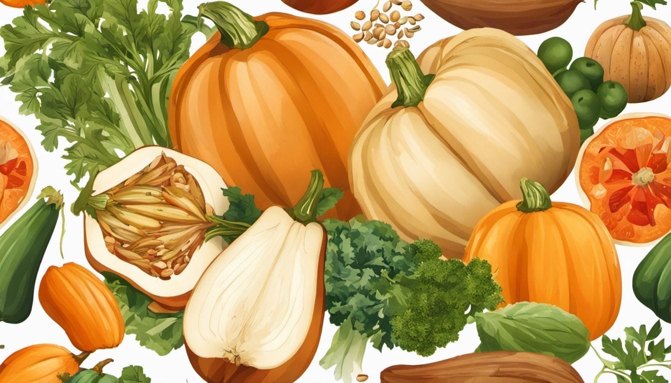 When To Harvest Honeynut Squash: A Guide in Growing Honeynut Winter Squash 2 Close-up of a Honeynut squash surrounded by fresh vegetables.