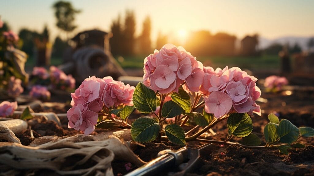 When To Transplant Hydrangea A Gardener S Guide To Success In 2024   Hands Transplanting Hydrangea With Tools And Soil Progression 1024x574 