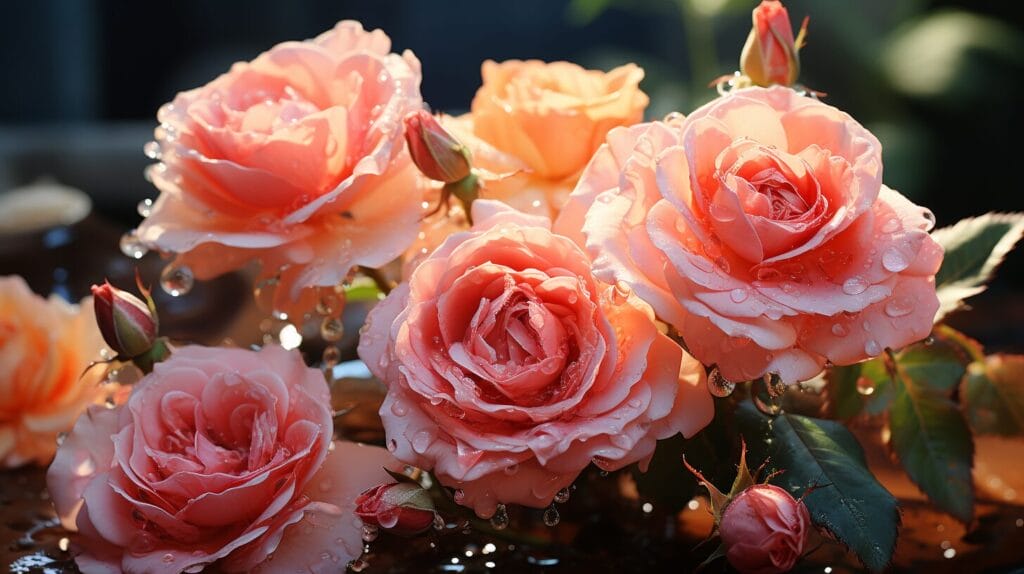 Healthy roses, ladybugs, neem oil application, flourishing garden. Will vinegar kill rose bushes?