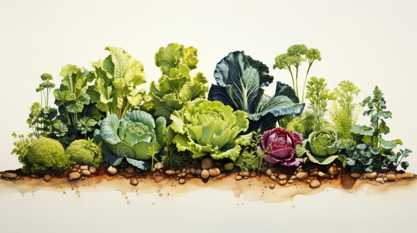 Lettuce life cycle from seed to sprout, mature plant, and flowering stage.