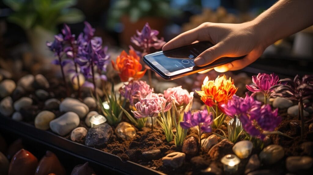 Smartphone app identifying garden bulbs.