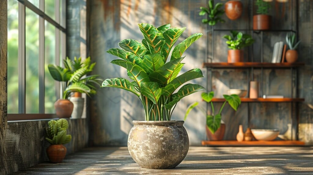 A lush ZZ plant with glossy green leaves in a minimalist pot in a well-lit indoor setting.