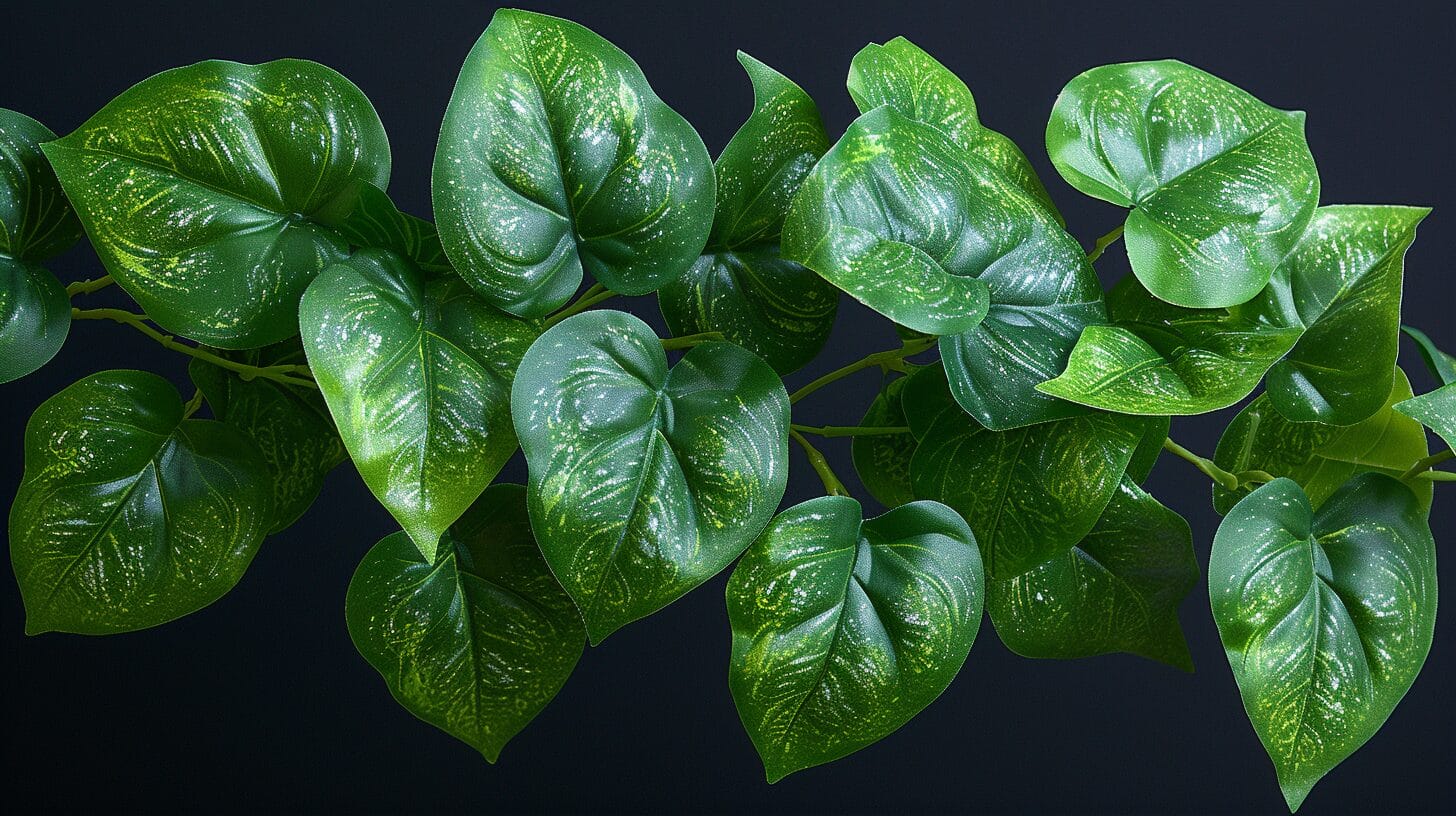 An image displaying a variety of lush, trailing houseplants similar to Pothos.