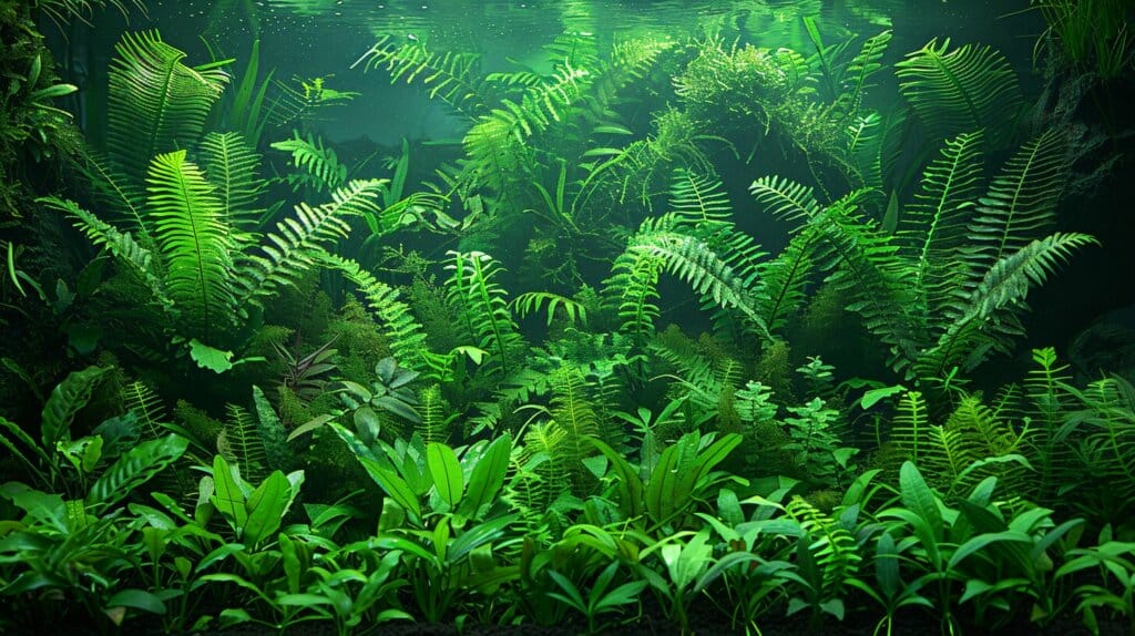 Diverse, healthy Java Fern varieties in aquariums. how to plant java fern in aquarium
