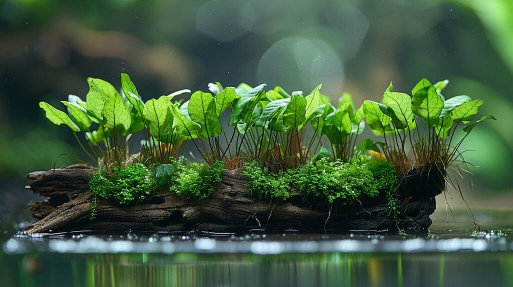 Healthy Java Fern with sprouting plantlets and leaf issues.