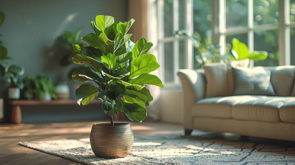 Vibrant Ficus plant in a modern living room.